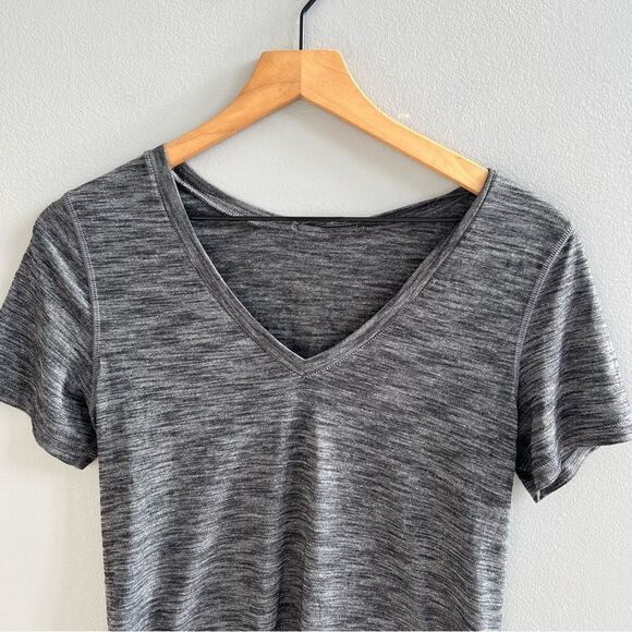 Lululemon What the Sport Short Sleeve V-Neck Tee Heathered Black & Grey Small - Picture 6 of 13